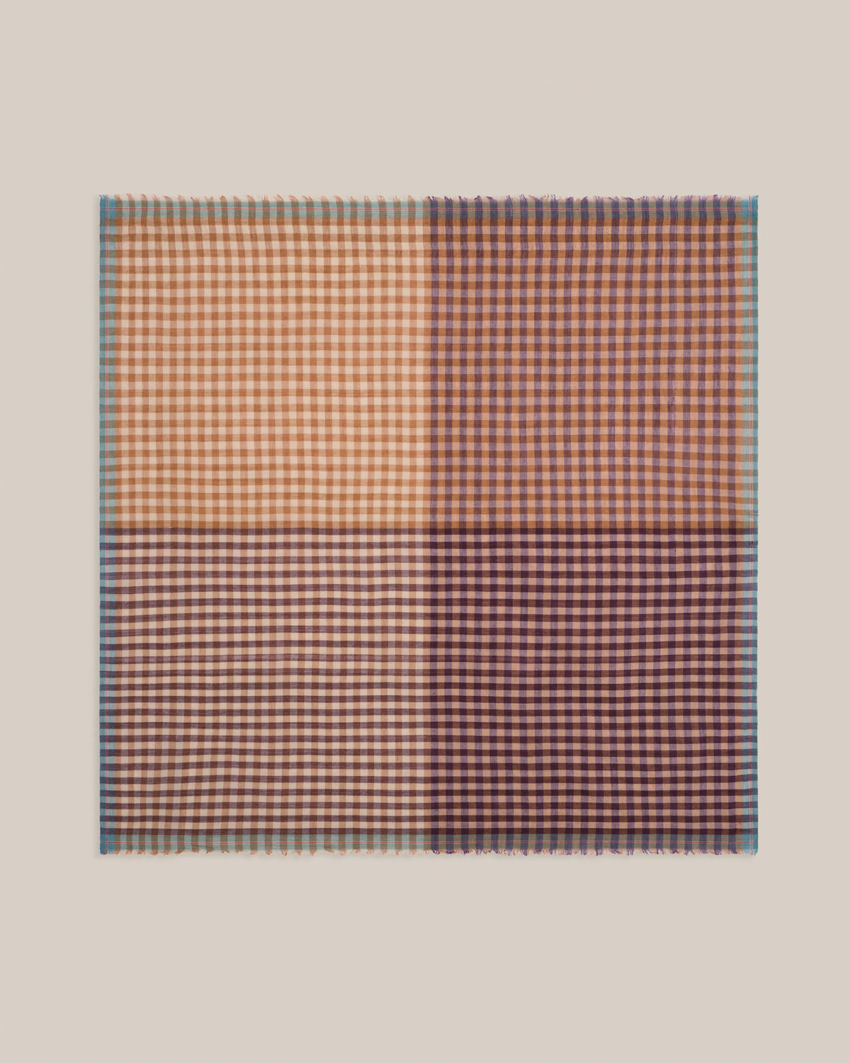 No.821 Gingham Scarf - Henna - Brown