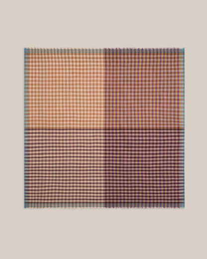 No.821 Gingham Scarf - Henna - Brown