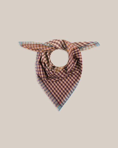 No.821 Gingham Scarf - Henna - Brown
