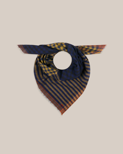 No.821 Gingham Scarf - Magic Blue - Navy