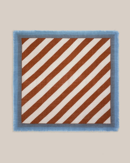 No.848 100% Wool Bold Stripe Scarf - Henna- Brown
