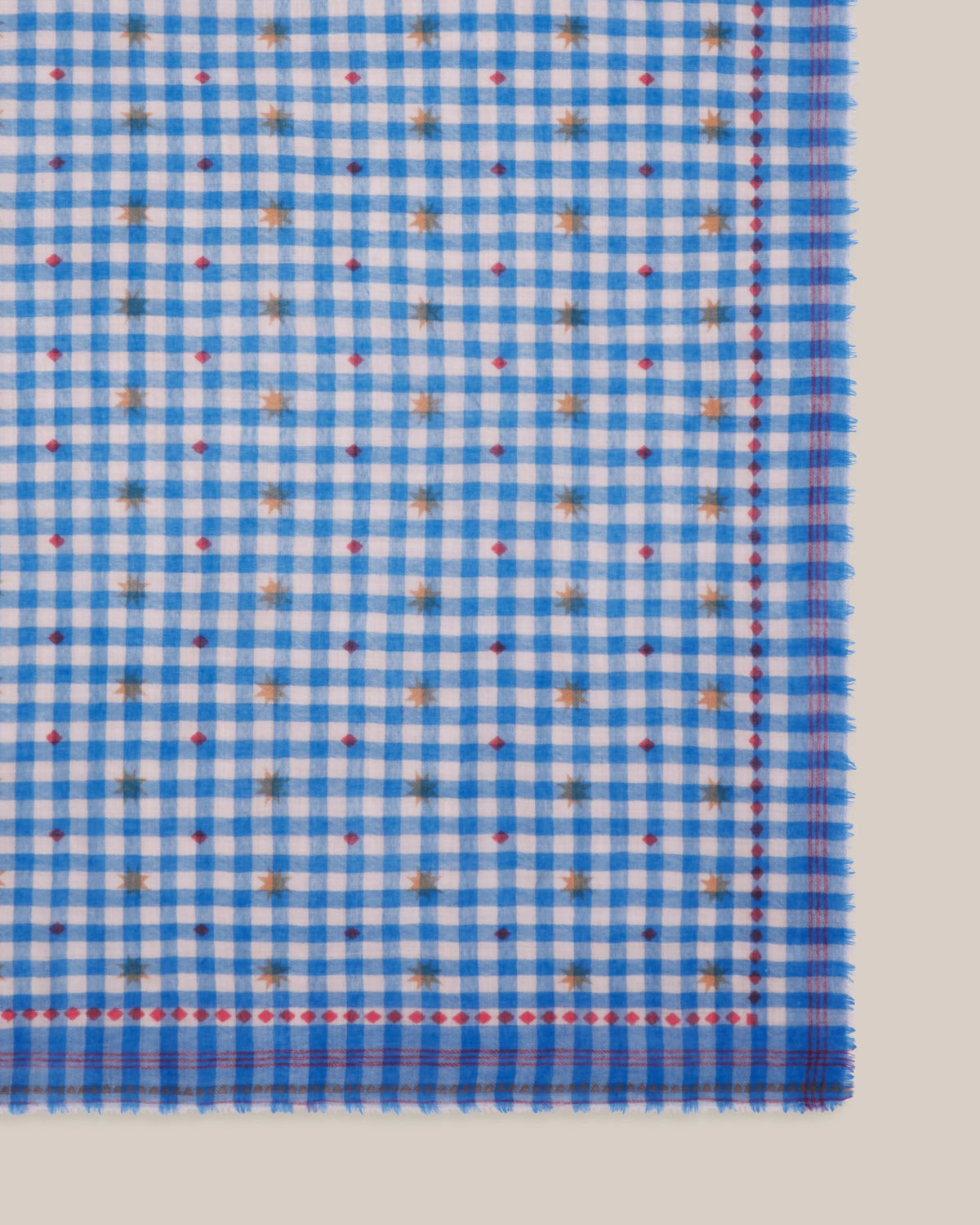 No.849 100% Wool Large Gingham Scarf - Circus - Blue
