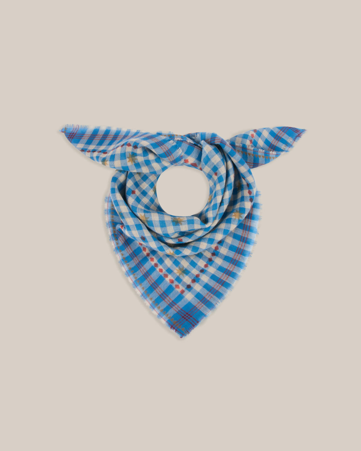 No.849 100% Wool Large Gingham Scarf - Circus - Blue