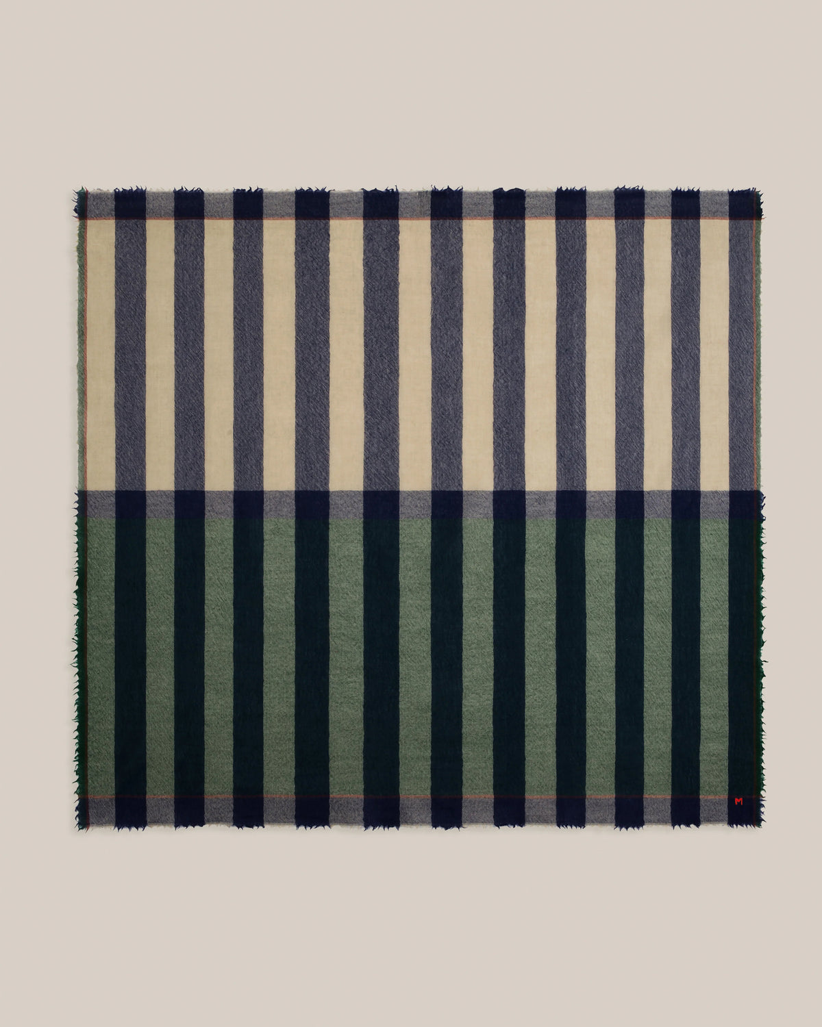 No.854 Wool &amp; Cashmere Large Check Scarf - Celtic - Green/Navy