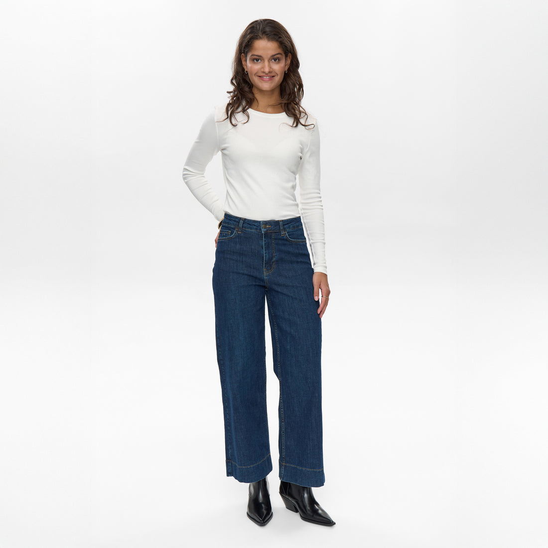 Nuparis Cropped Jeans - Dark Blue - Dark Blue Denim