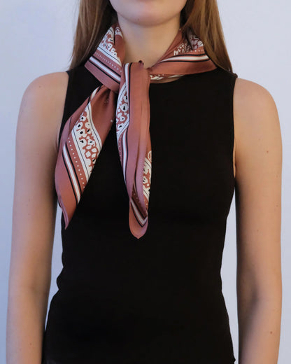 Gemini Silk Scarf - Terracotta White