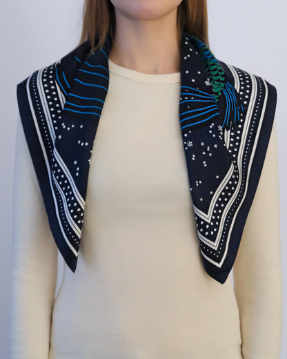 Pisces Silk Scarf - Blue