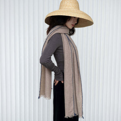 Stitch Detail Scarf - Beige