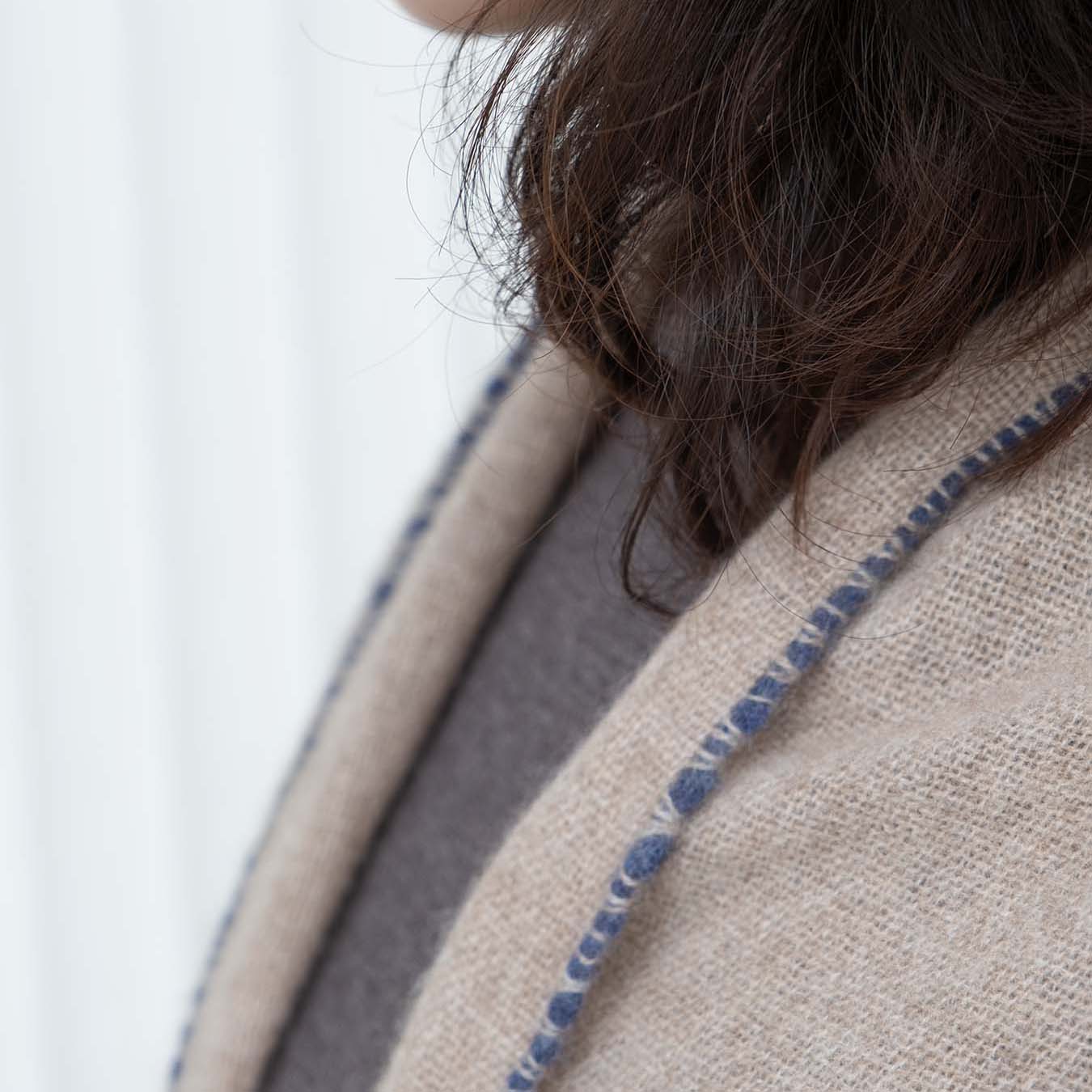 Stitch Detail Scarf - Beige