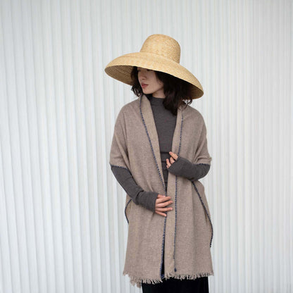 Stitch Detail Scarf - Beige
