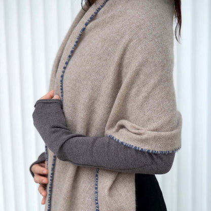 Stitch Detail Scarf - Beige