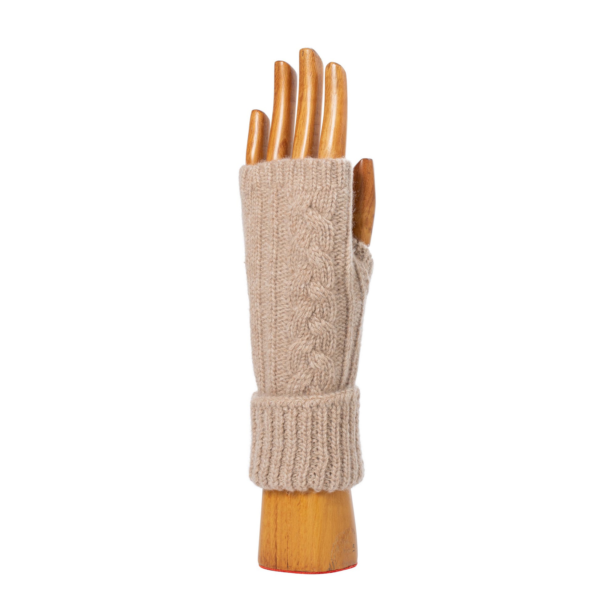 Fingerless Cable Gloves - Natural