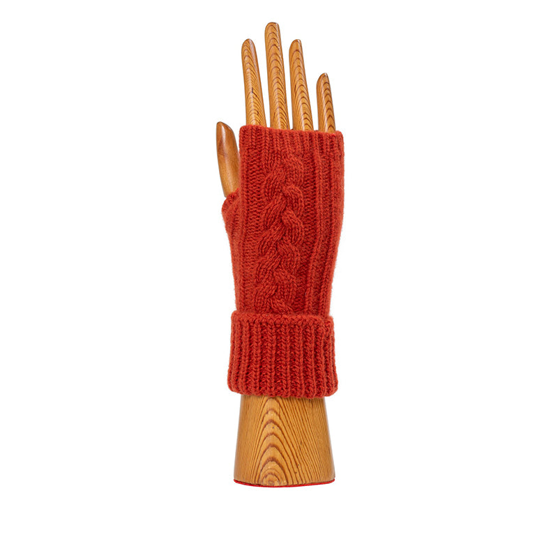 Fingerless Cable Gloves - Terracotta