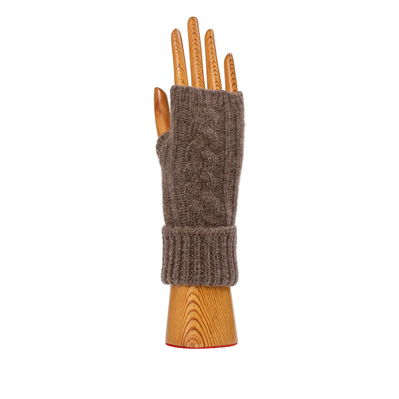 Fingerless Cable Gloves - Taupe