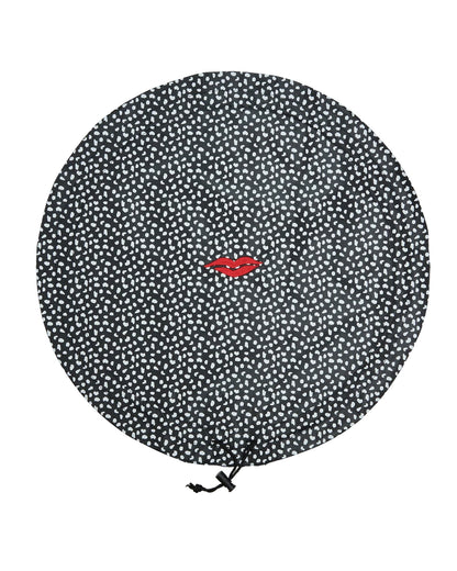 Open Flat Make Up Bag - Black &amp; White Spot