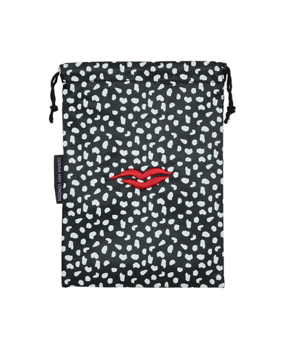 Open Flat Make Up Bag - Black &amp; White Spot