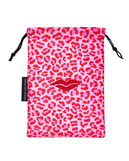 Open Flat Make Up Bag - Red &amp; Pink Leopard