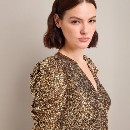 Ophelia Gold Sequin Dress - Gold