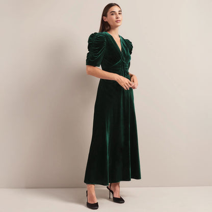 Ophelia Velvet Dress - Green