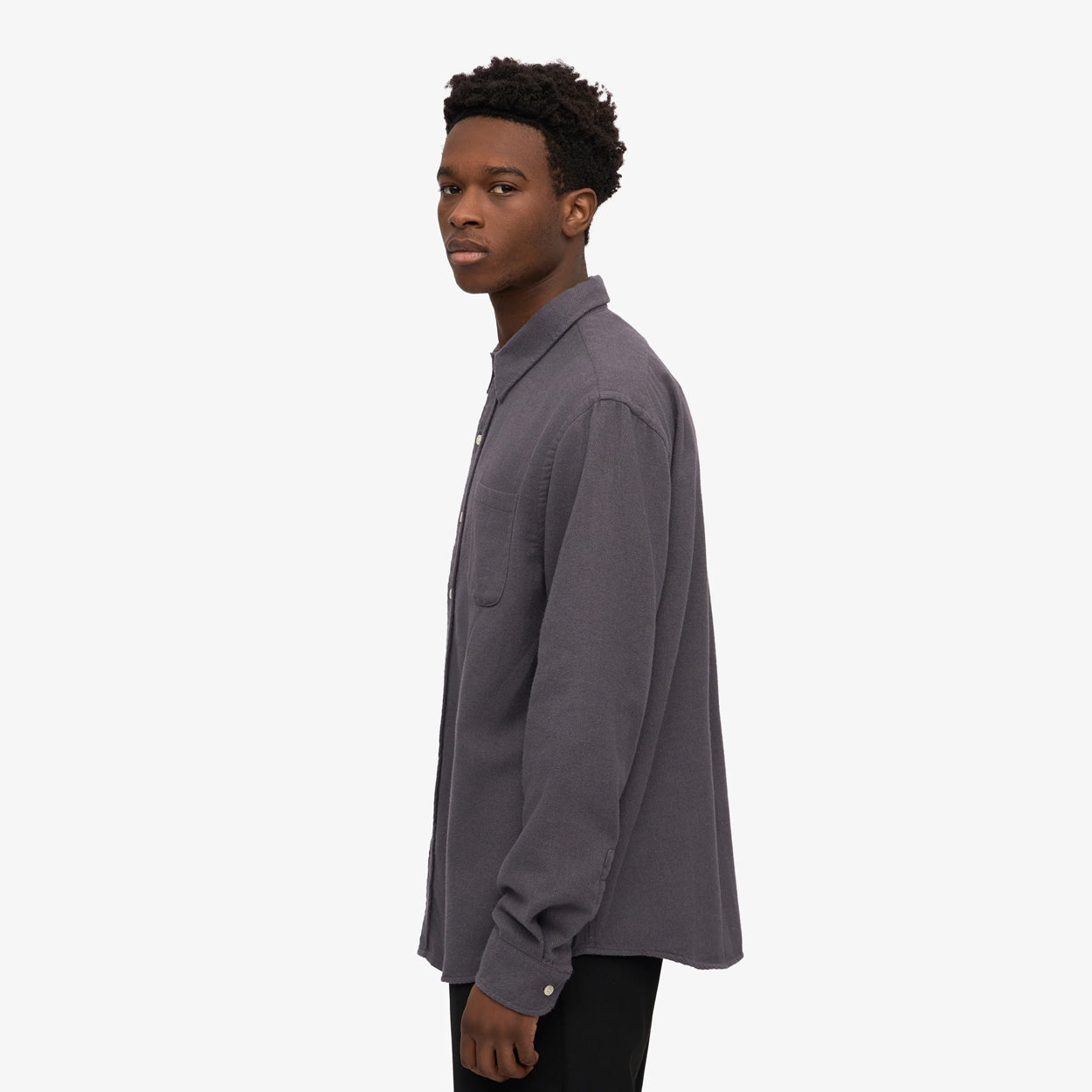 Organic Flannel Shirt - Lava Grey