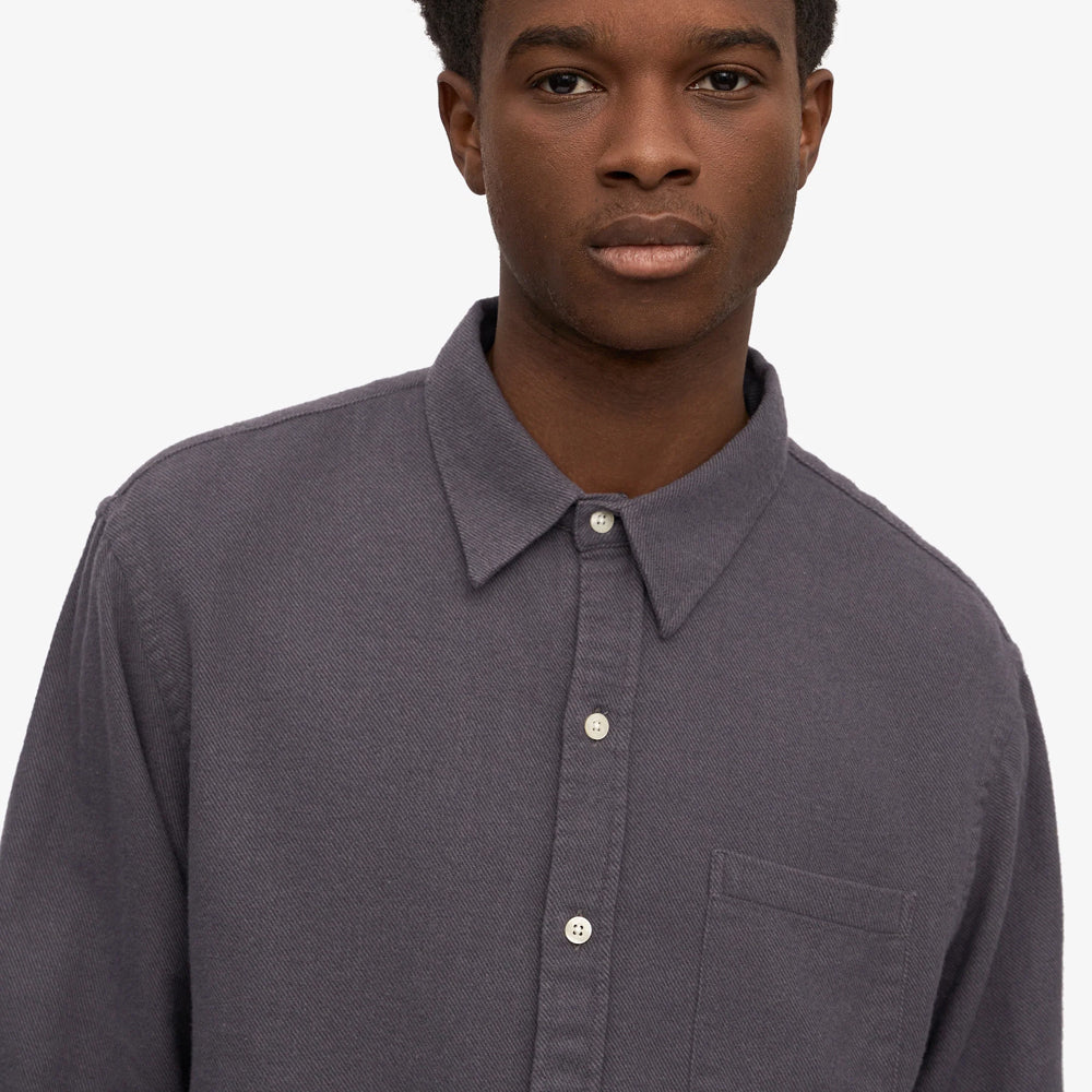 Organic Flannel Shirt - Lava Grey
