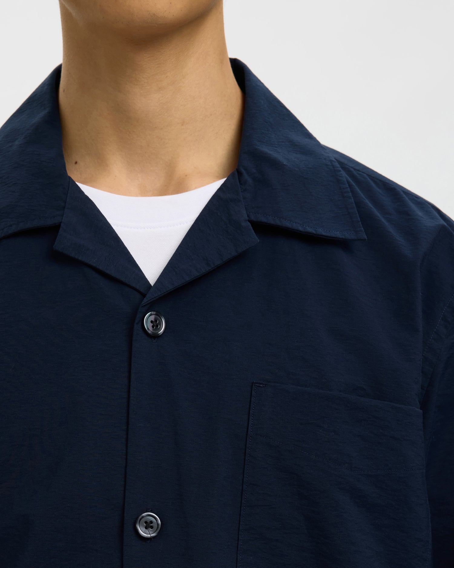 Otis Light Cotton Blend Overshirt - Sky Captain