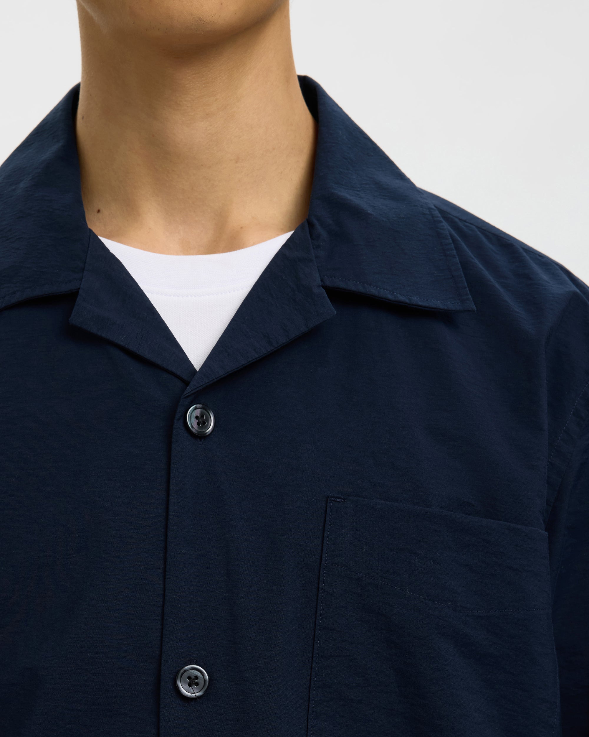 Otis Light Cotton Blend Overshirt - Sky Captain