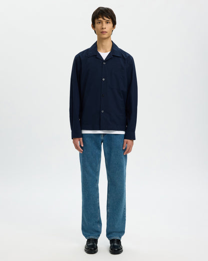 Otis Light Cotton Blend Overshirt - Sky Captain