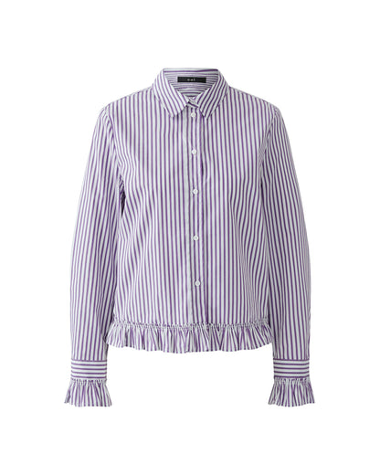Ruffle Hem Stripe Shirt - Stripe Violet