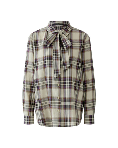 Tie Neck Check Shirt - Violet