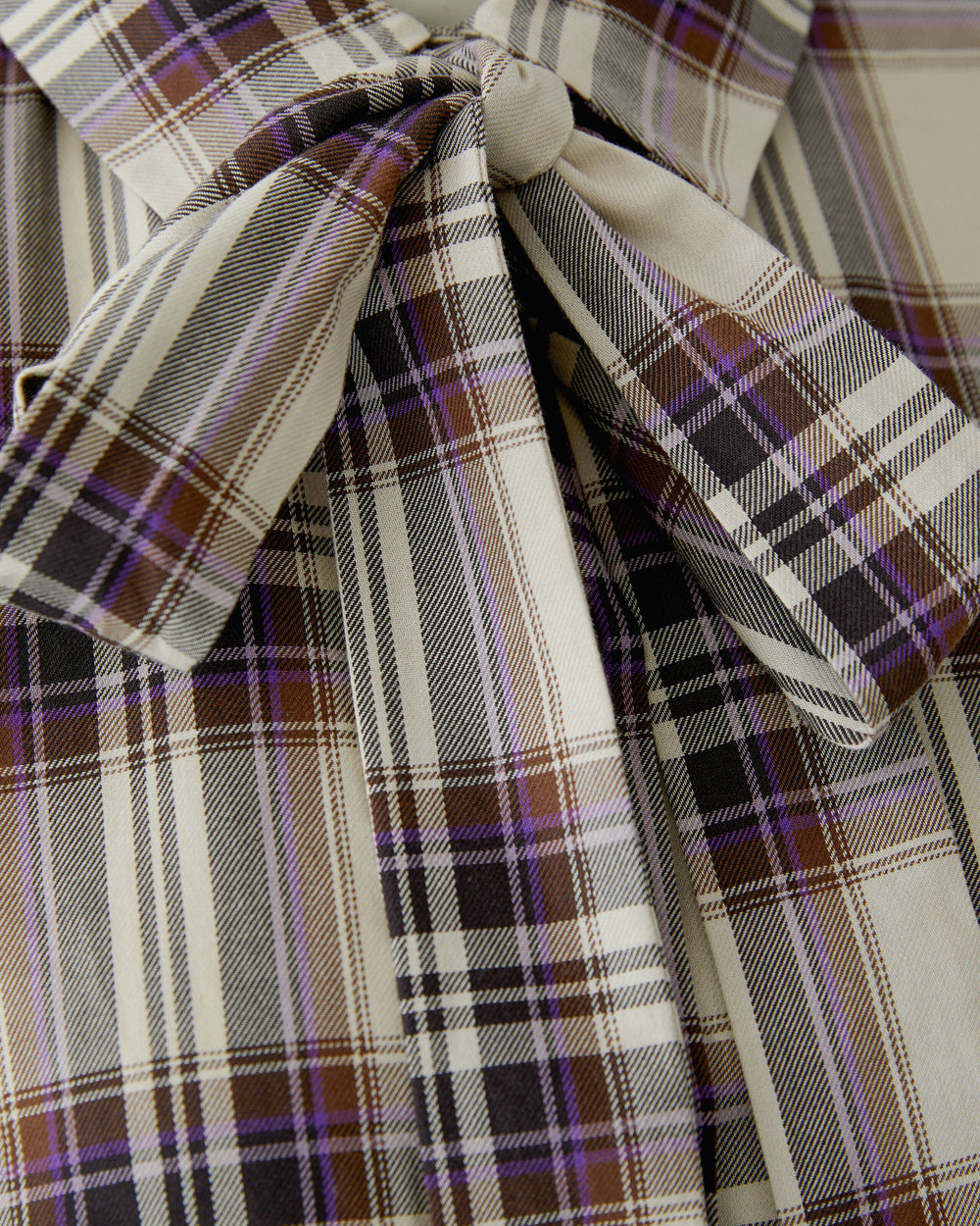 Tie Neck Check Shirt - Violet