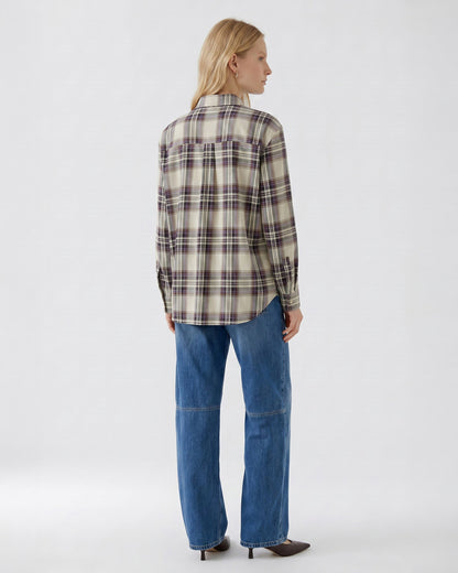 Tie Neck Check Shirt - Violet