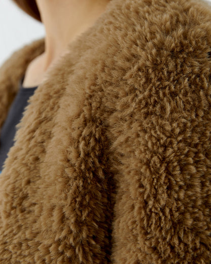 Fluffy Edge To Edge Jacket - Brown