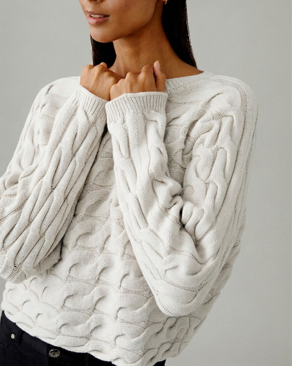 Cable Knit Jumper - Beige