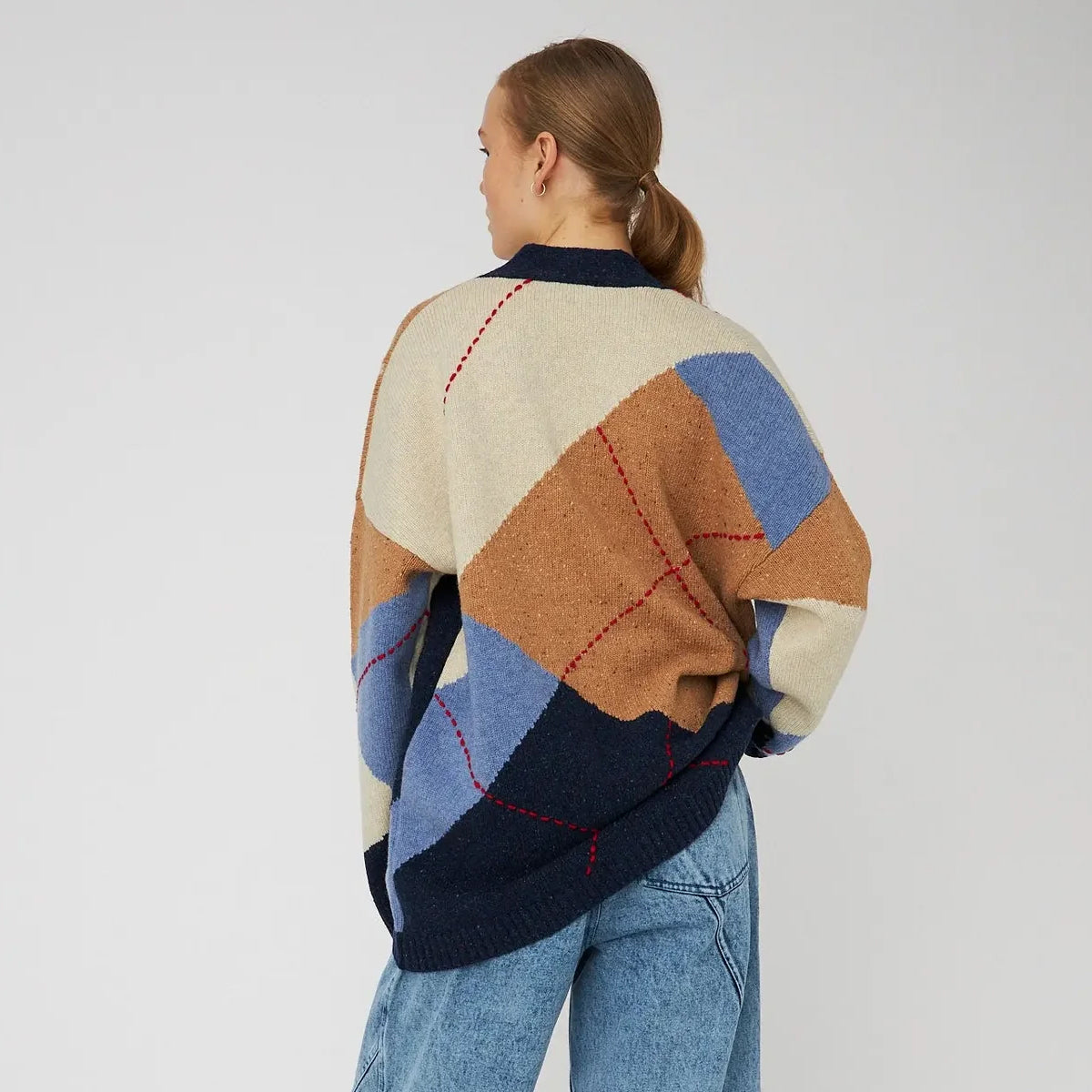 Oversized Cardigan In Wool Mix - Blue Sea