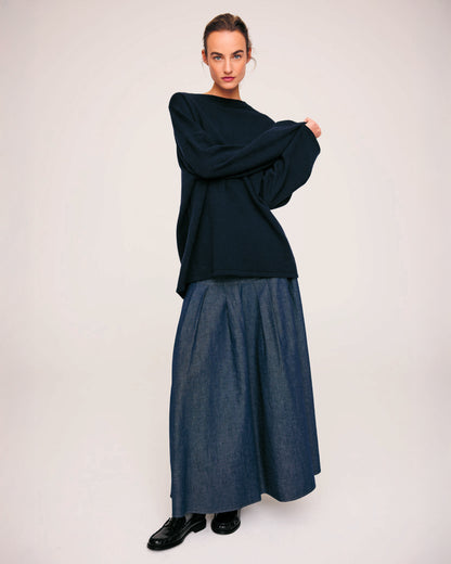 Planet Tencil Denim Skirt - Dark Denim