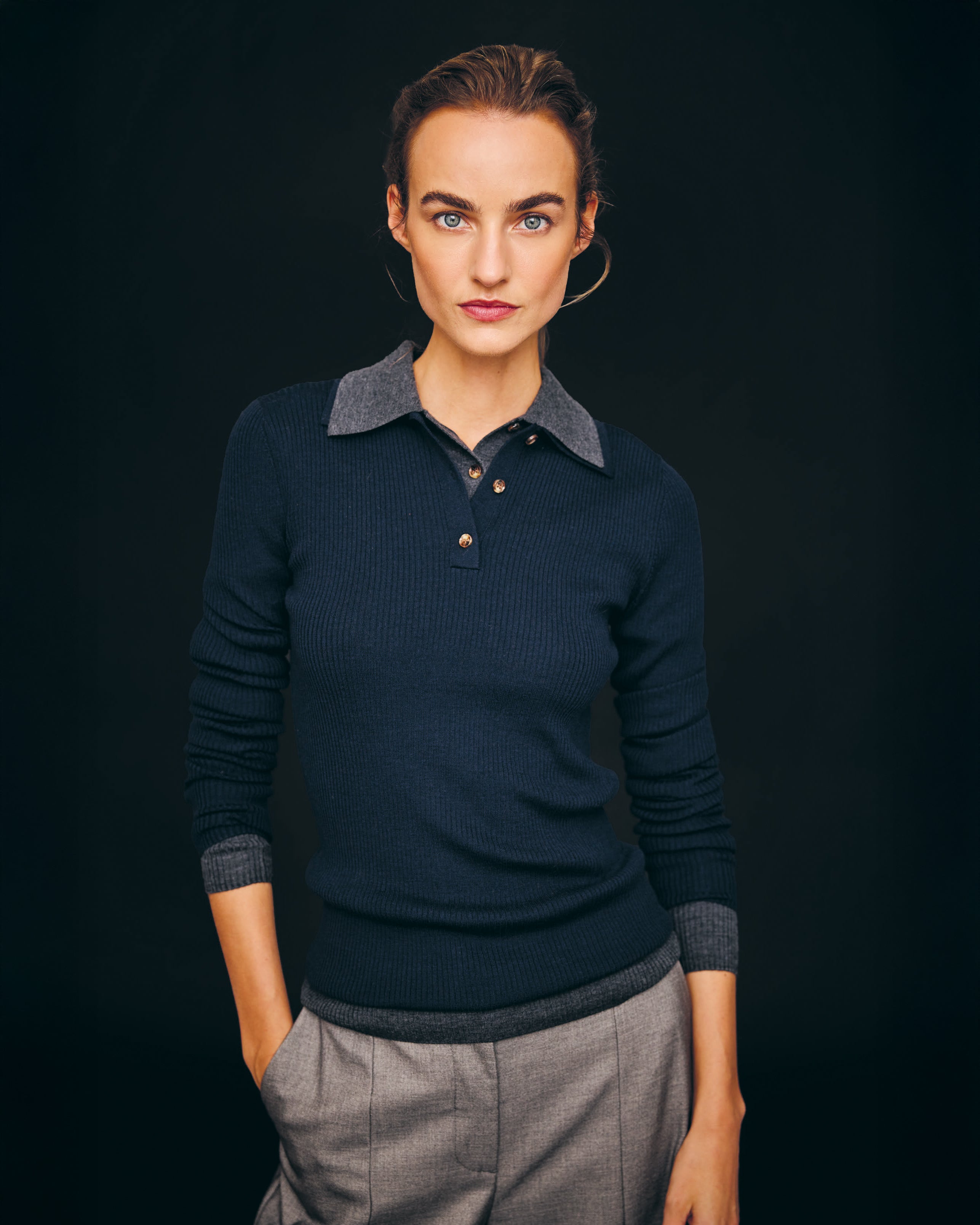 Pisa Merino Polo Knit - Midnight