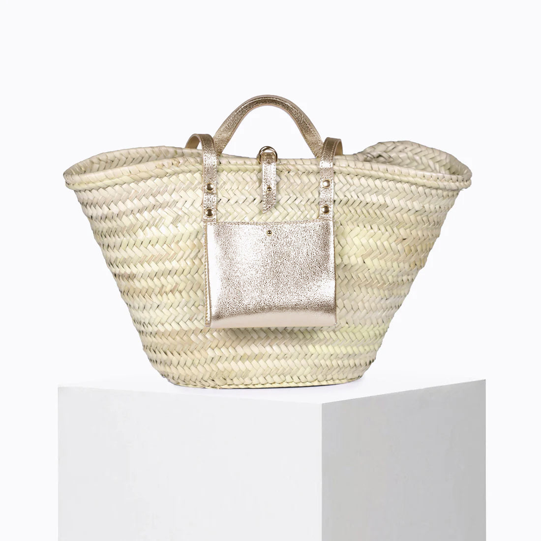 Panier Small Leather Basket Bag - Gold