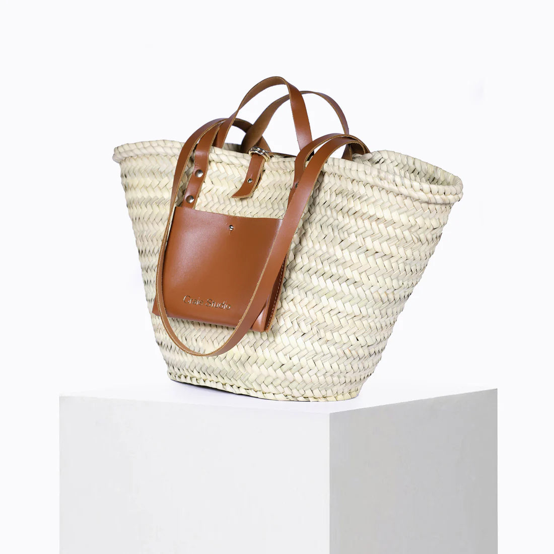 Panier Small Leather Basket Bag - Tan