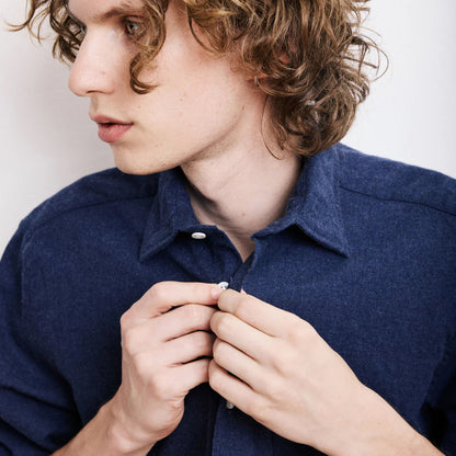 Paul Brushed Cotton Shirt - Navy