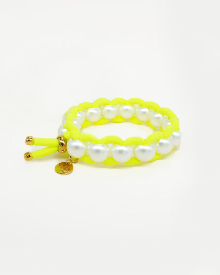 Pearl Elastic Bracelet Bobble - Fluo Yellow