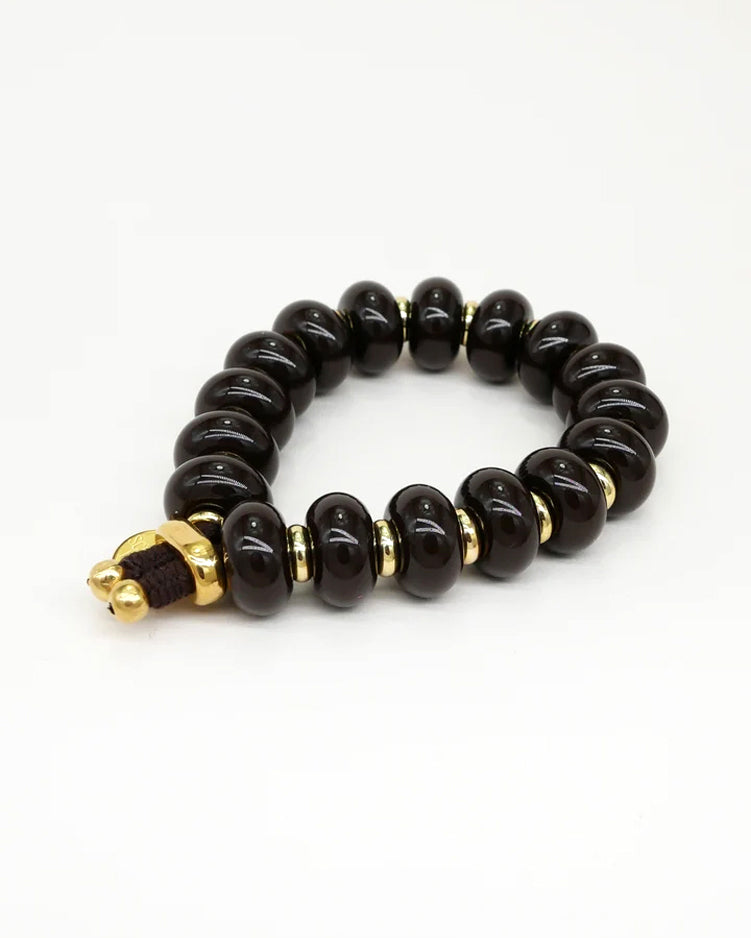 Plain/Gold Donut Hair Tie Bracelet - Chocolate