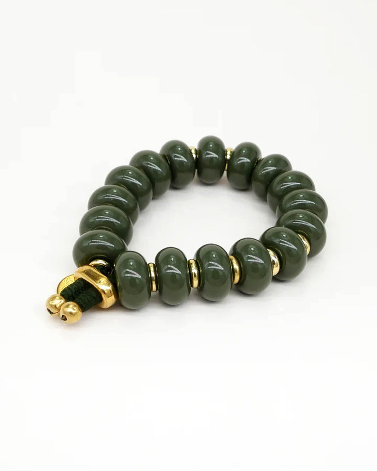Plain/Gold Donut Hair Tie Bracelet - Khaki