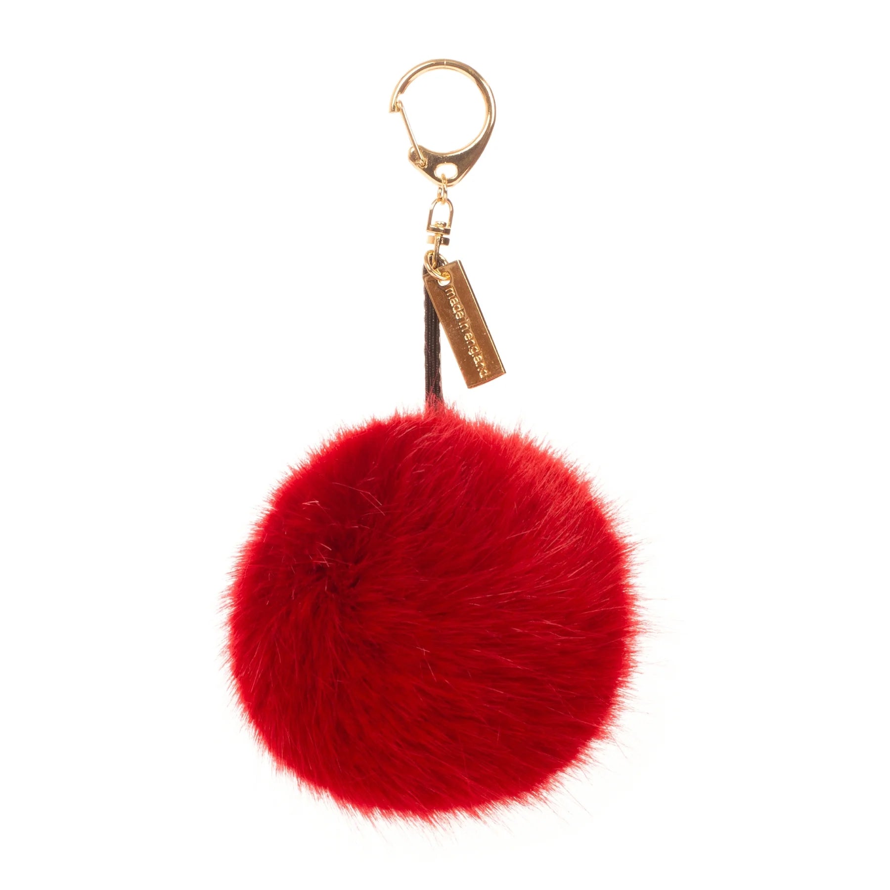 Pom Pom Keyring Bag Charm - Cola Red