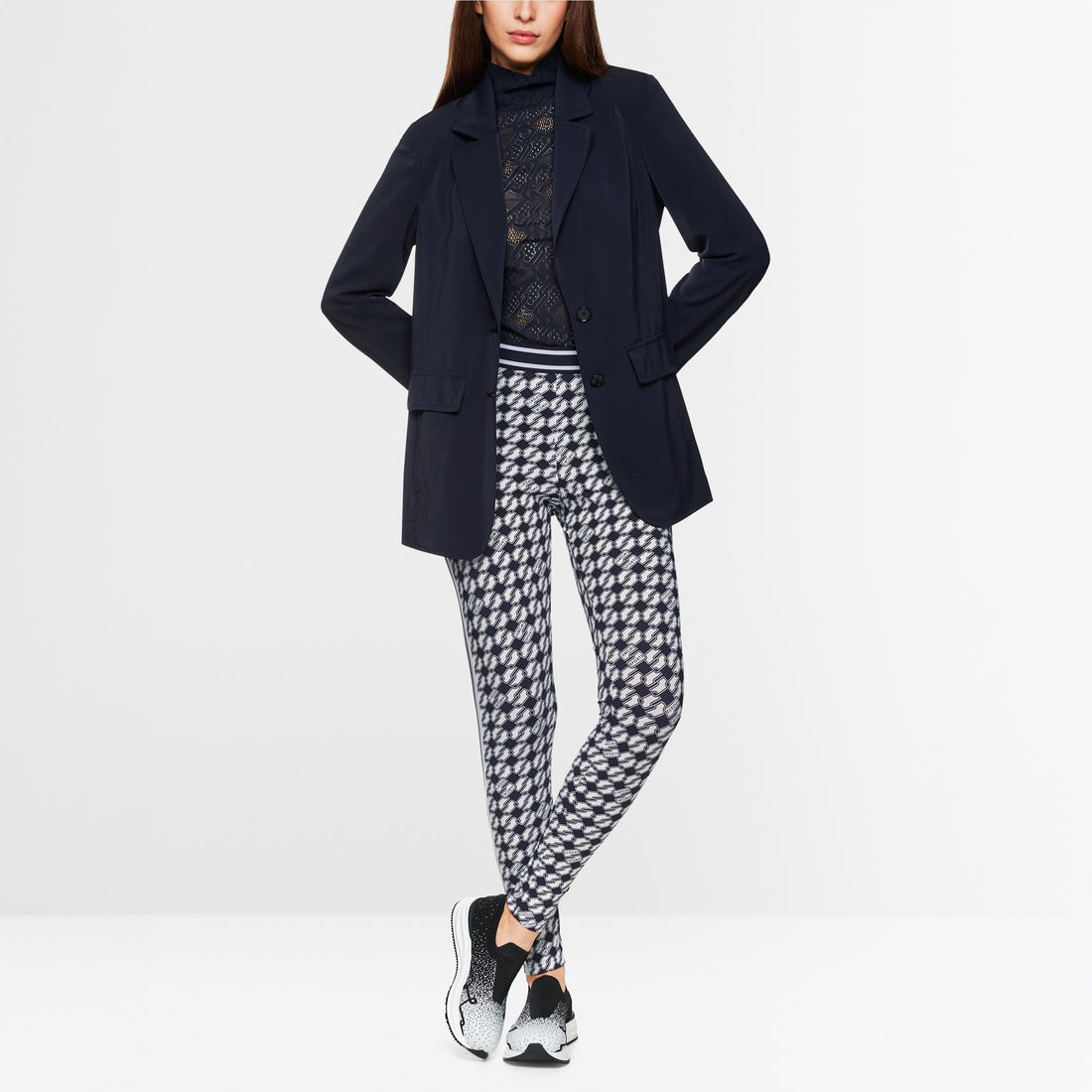 Printed Link Leggings - Navy