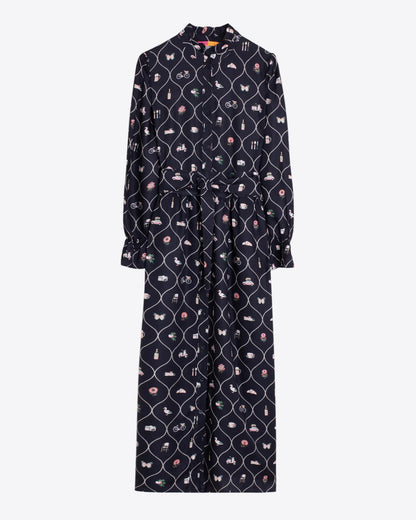 Printed Shirt Dress - Black
