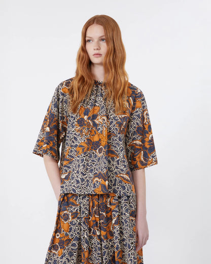 Quaglia Printed Blouse - Navy Multi