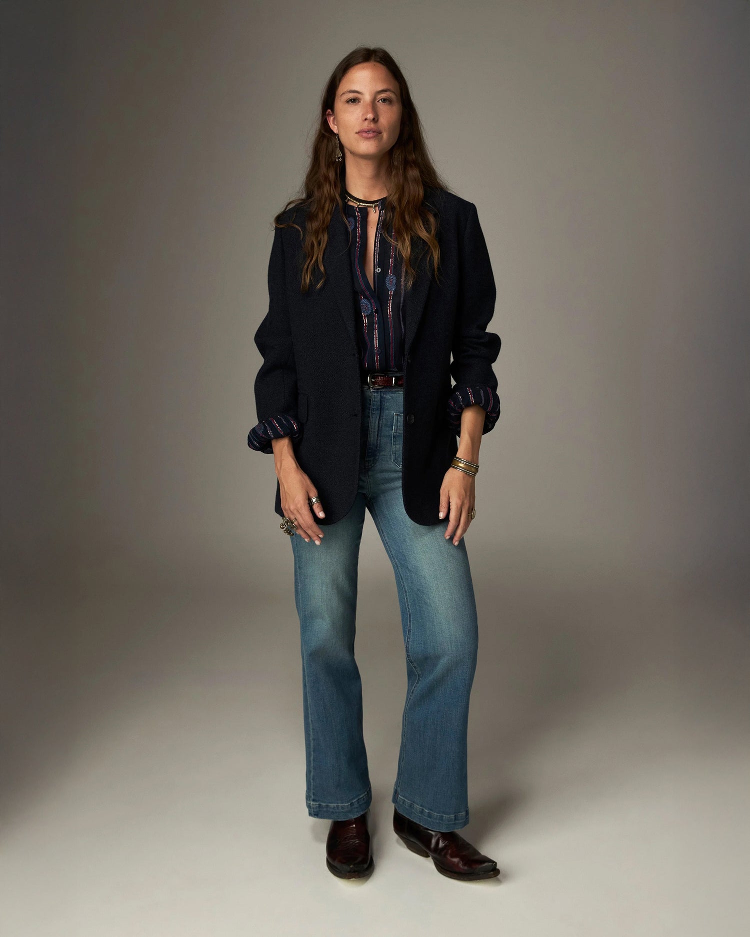 Raga Mina Stripe Shirt - Navy Berry