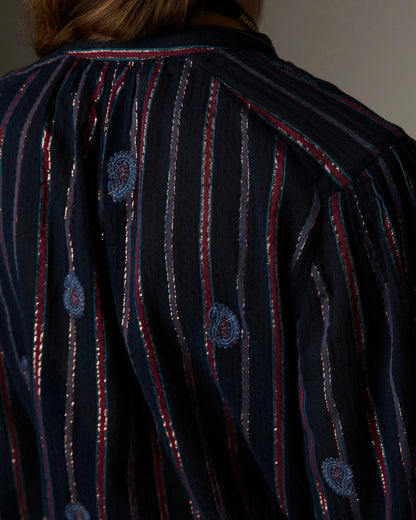 Raga Mina Stripe Shirt - Navy Berry