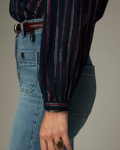 Raga Mina Stripe Shirt - Navy Berry